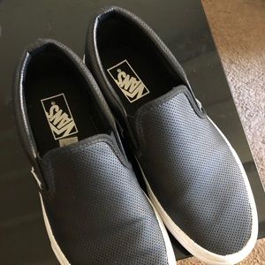 Black leather perforated vans